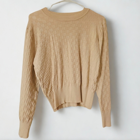 AAmilife Womens Checkered Pattern Crew Neck Long Sleeve Women Pullover Sweater - Picture 2 of 4